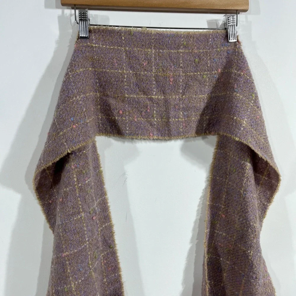 Elgin Made in Scotland Heritage Merino Wool Tweed Scarf Fringe Womens OS Vintage